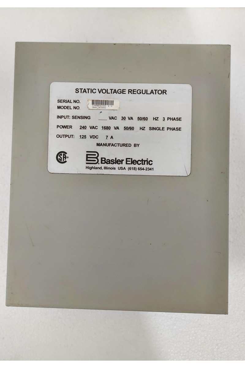 Basler Electric SR8A2B16B3A SVR Static Voltage Regulator