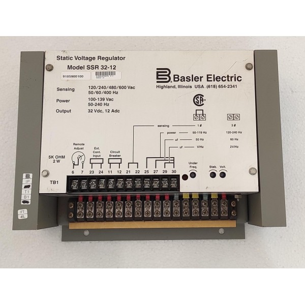 Basler Electric SSR 32-12 SVR Static Voltage Regulator P/N 9185900100